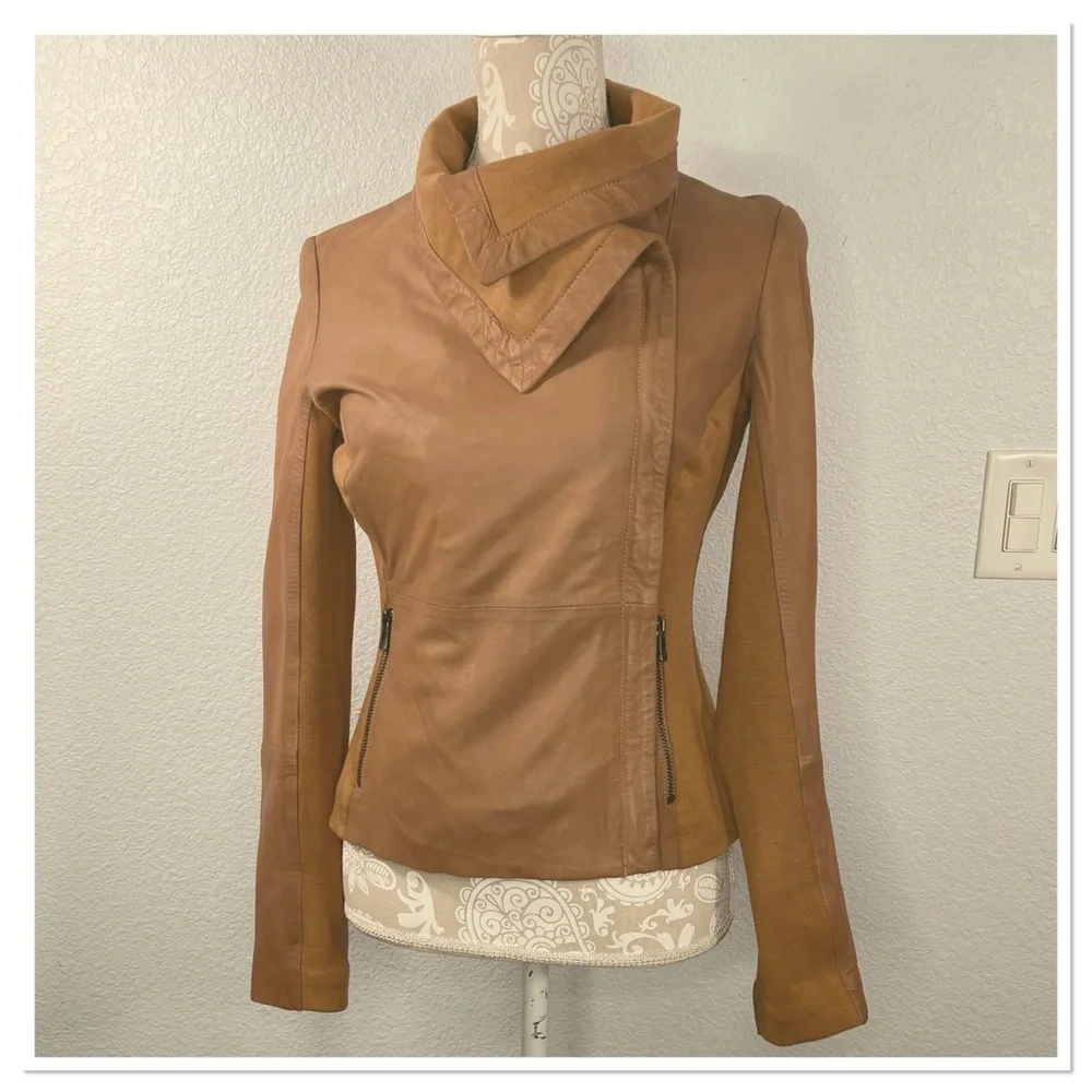 Bod & Christensen Women's Rebecca Tan Leather Jacket Sz S